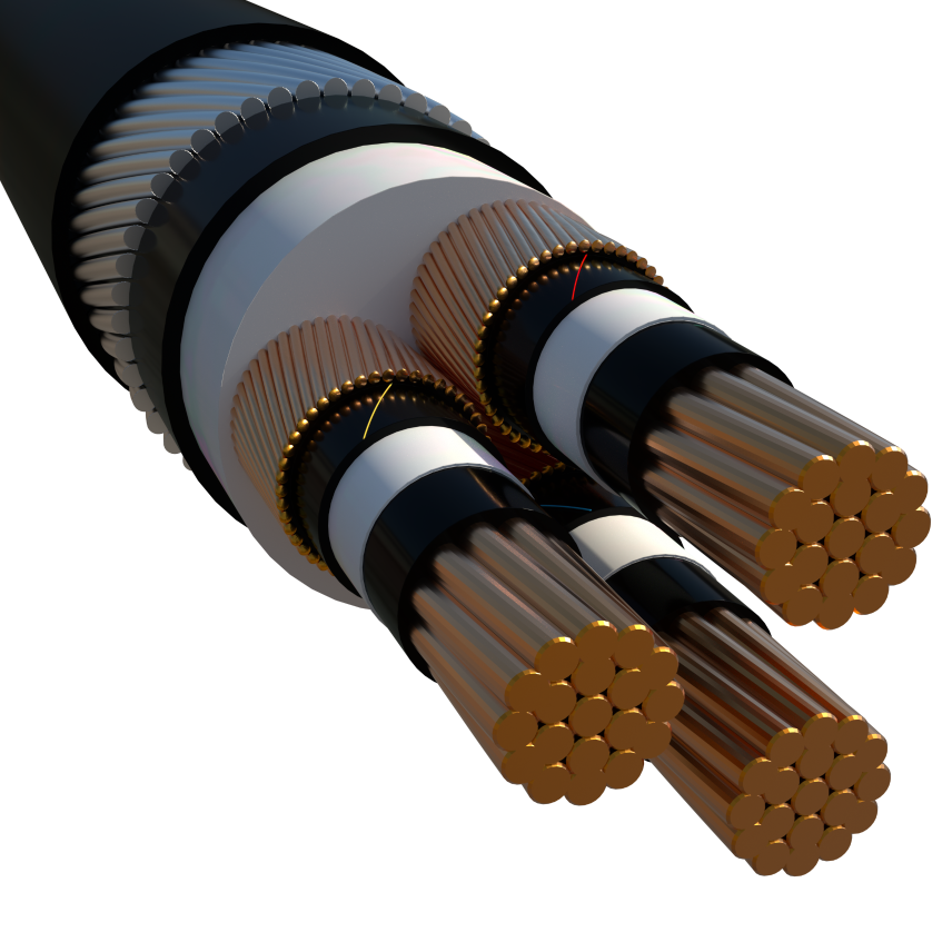 Hydrocarbon resistant & fire retardant, 3C Cu Cond. CTS, GSWA and PVC sheath